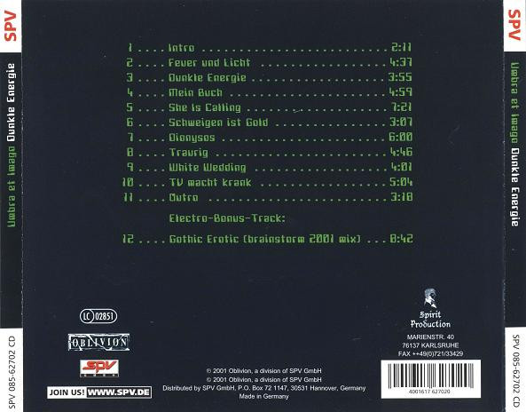Umbra Et Imago - Dunkle Energie (CD, Album) - Image 2